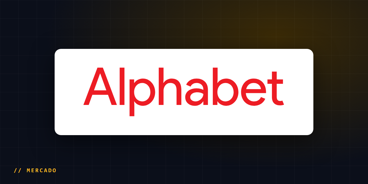 Logotipo da Alphabet sobre fundo escuro