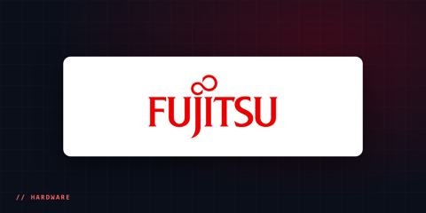 Logotipo da Fujitsu sobre fundo escuro